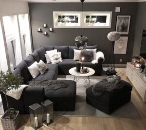 Siyah ve antrasit renklerle modern salonlar